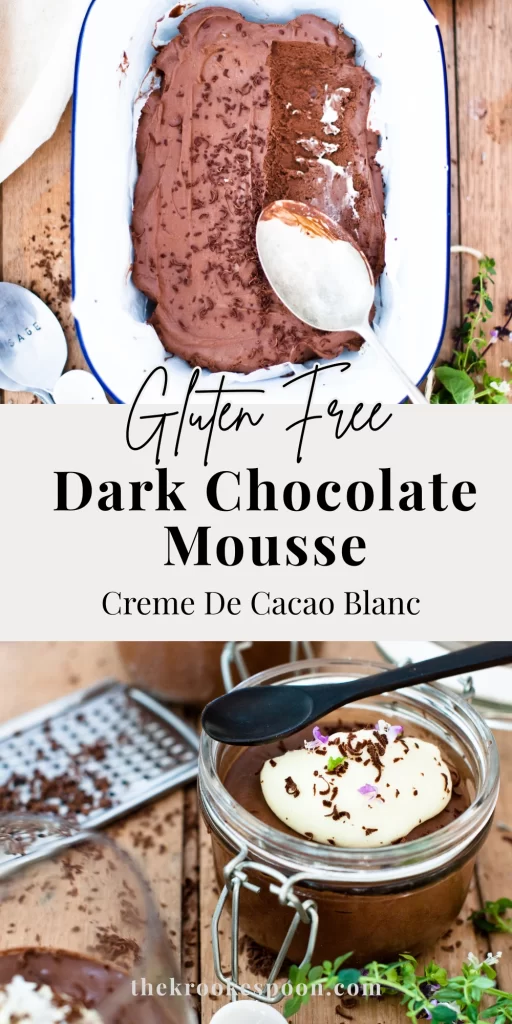 Dark Chocolate Mousse with Creme de Cacao Blanc- White chocolate cream