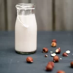 homemade hazelnut milk in a bottle