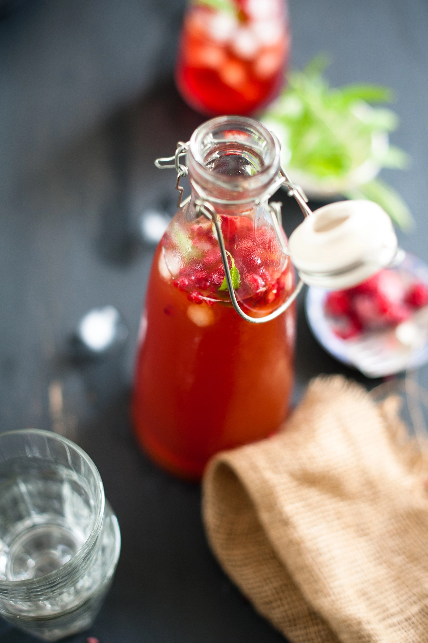 Refreshing raspberry & lemon verbena iced tea. Naturally gluten free, easy to make, perfect for summer heat. Brew, chill, serve over ice.