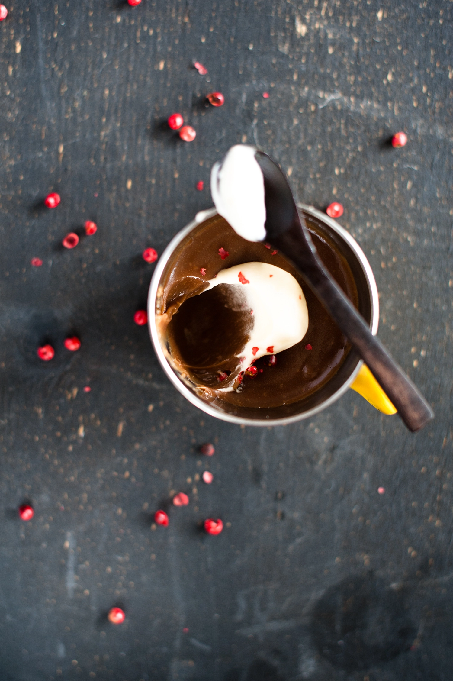 Indulgent Caramello Pot de Creme — a rich, creamy no-bake caramel chocolate custard that’s perfect for entertaining. Make ahead, chill and serve.