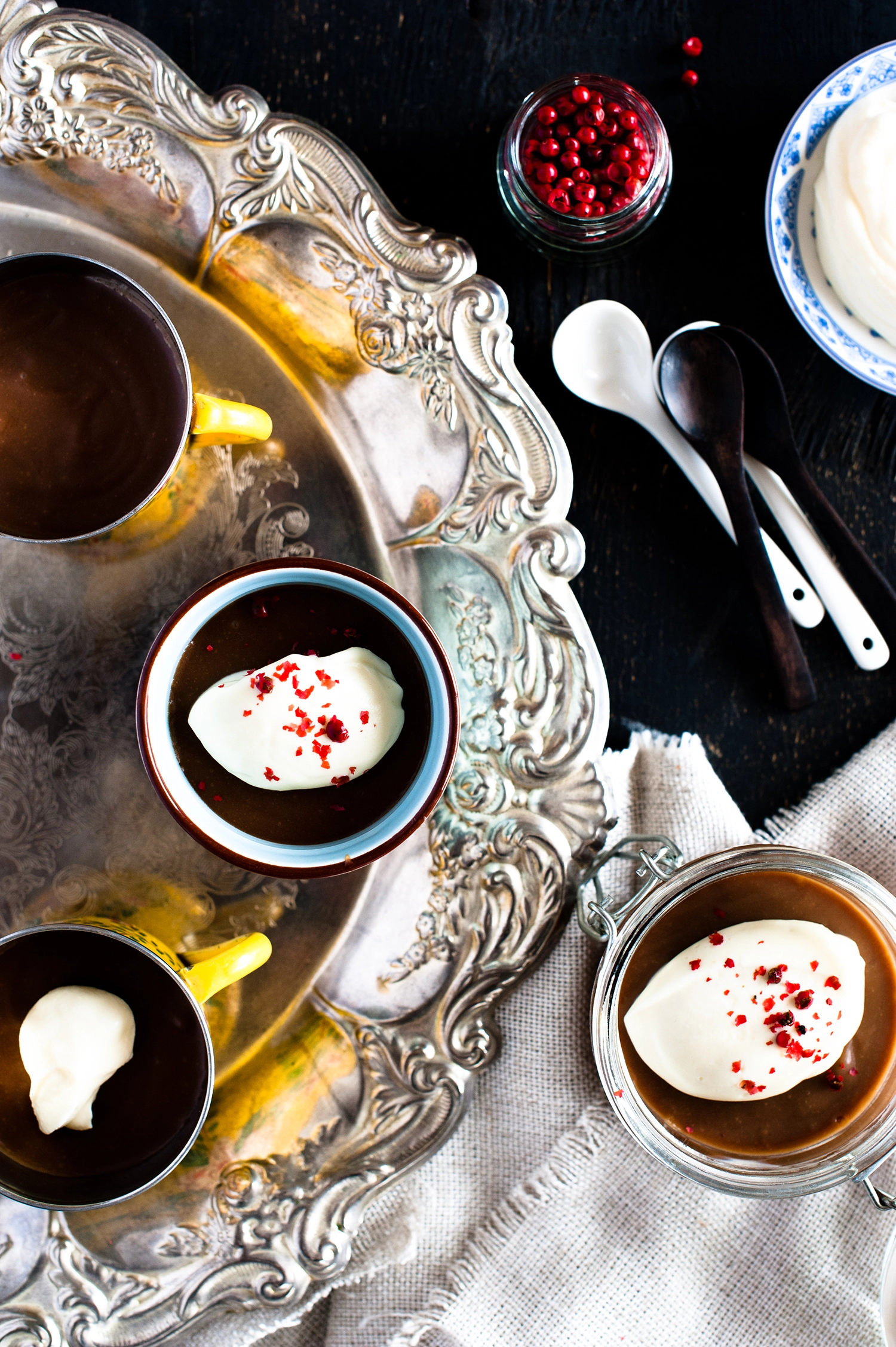 Indulgent Caramello Pot de Creme — a rich, creamy no-bake caramel chocolate custard that’s perfect for entertaining. Make ahead, chill and serve.