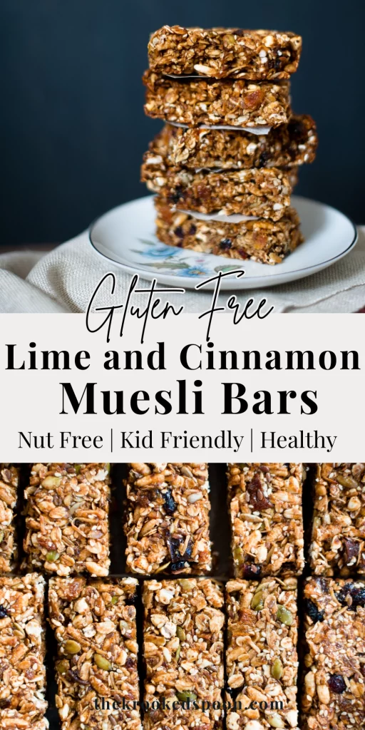 Lime and cinnamon Muesli Bars. Gluten free, Nut free, Refined sugar free. Kid Friendly.
