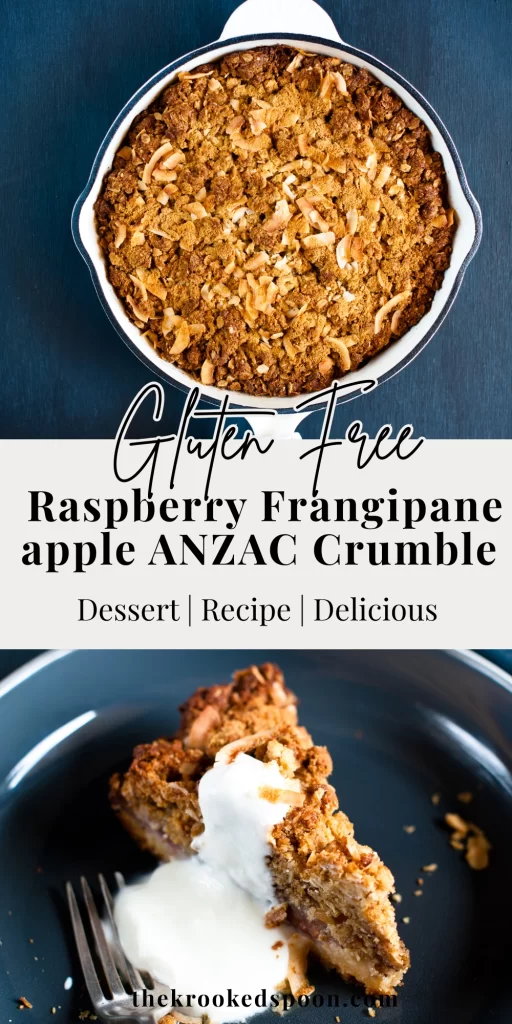 Raspberry Frangipane and apple anzac crumble gluten free recipe pinterest pin