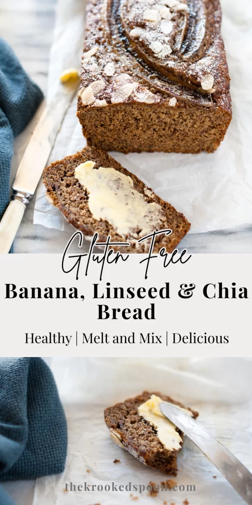 A moist, nutty Banana, Linseed & Chia Bread packed with caramelised banana flavour. Gluten-free, wholesome, freezer-friendly and perfect toasted with butter.
