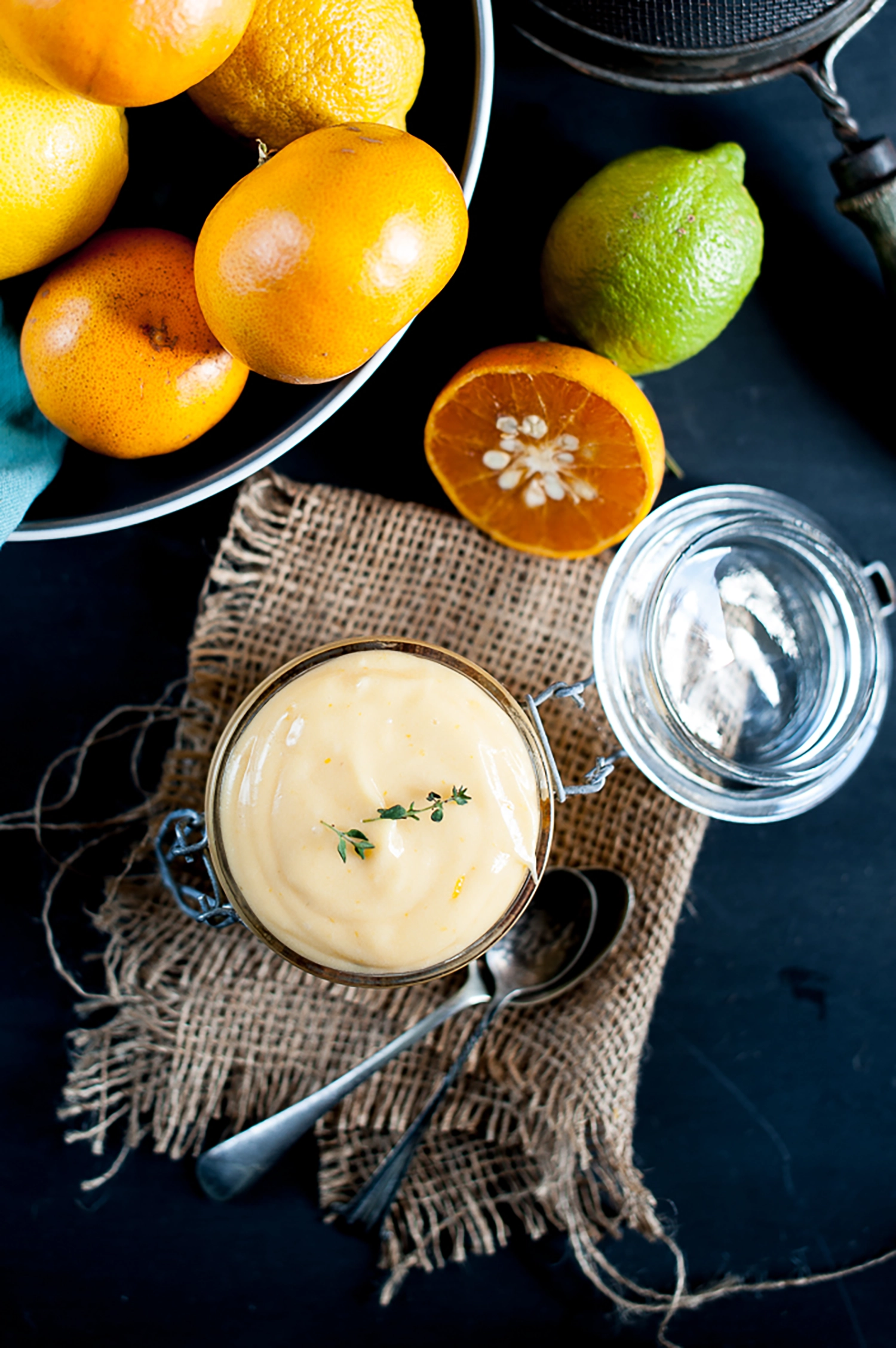 A fragrant mandarin and thyme curd made with fresh winter citrus. Smooth, bright and perfect for preserving seasonal fruit.