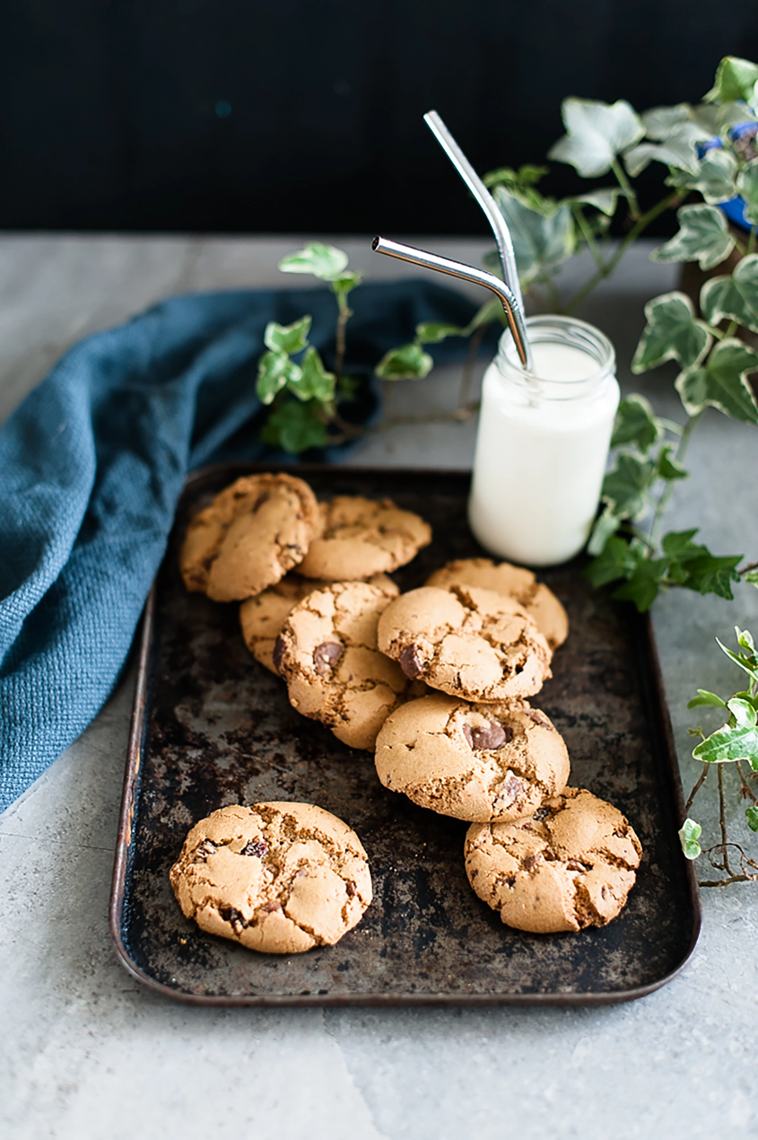 Chewy gluten free chocolate chip biscuits that are dairy free, nut free and perfectly soft with rich dark chocolate chunks.