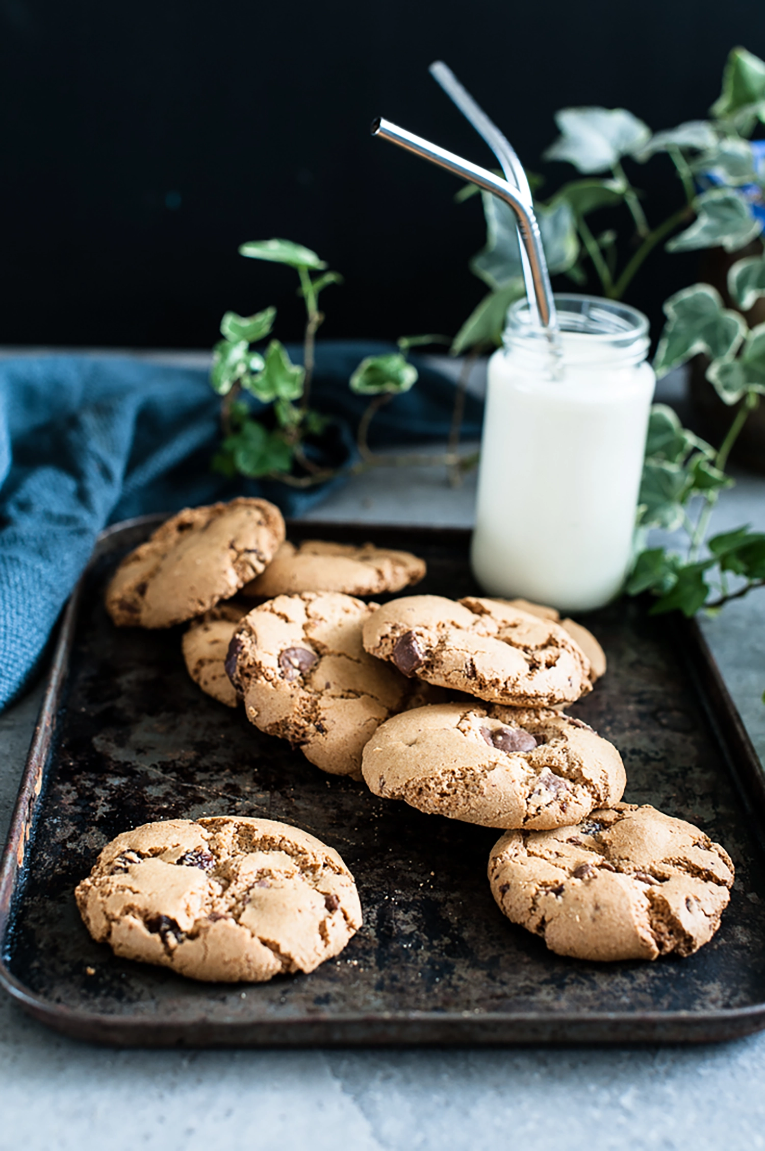 Chewy gluten free chocolate chip biscuits that are dairy free, nut free and perfectly soft with rich dark chocolate chunks.