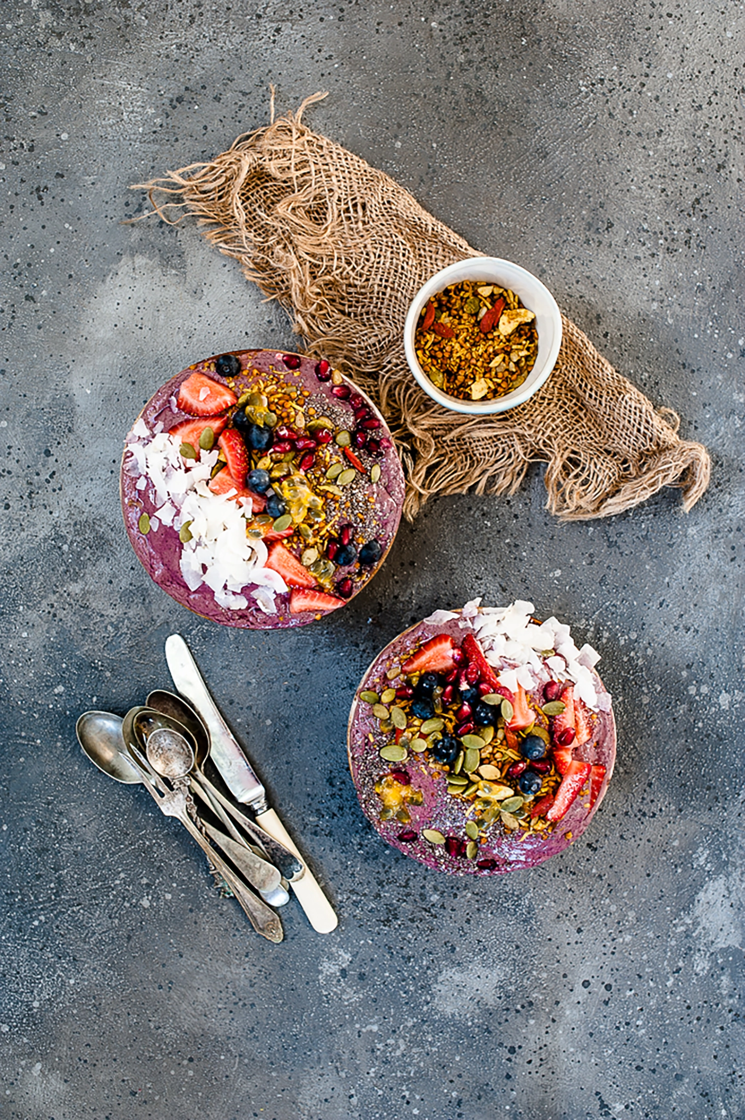 A creamy, breakfast smoothie bowl packed with protein, cinnamon and avocado. Low in sugar, high in nourishment — the perfect healthy summer breakfast.