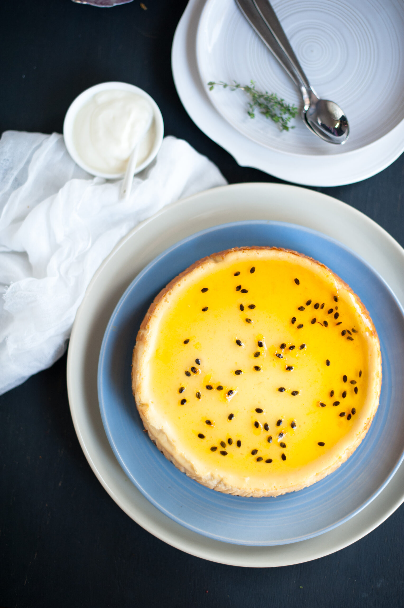 Passionfruit baked cheesecake. smooth creamy gluten free
