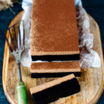Brownie base with a chocolate mousse topping. Fudgy, dense and delicious