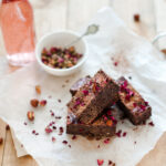 Delicate Hazelnut, rose and dark chocolate brownies - naturally gluten free