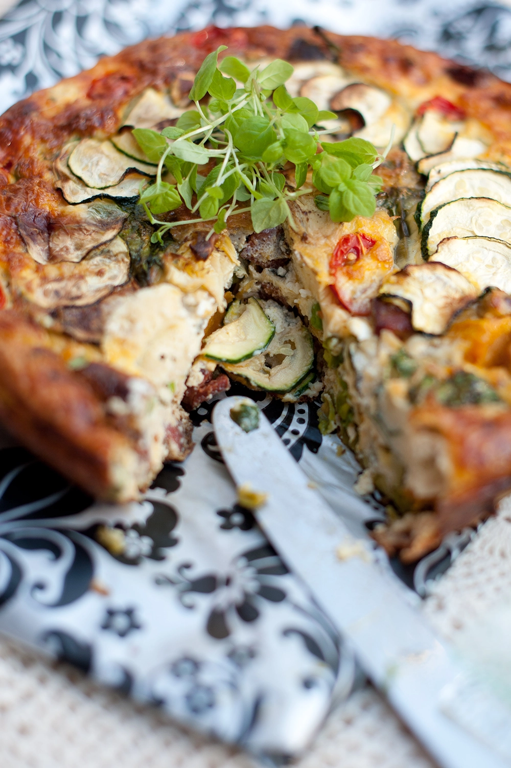 Chorizo, Pumpkin and zucchini Frittata.