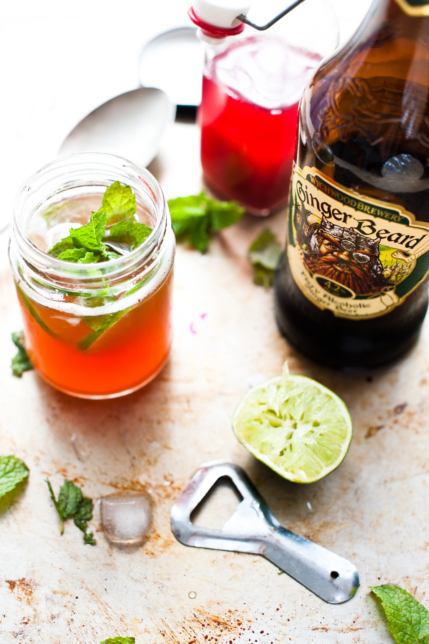 rhubarb gingerbeer cocktail