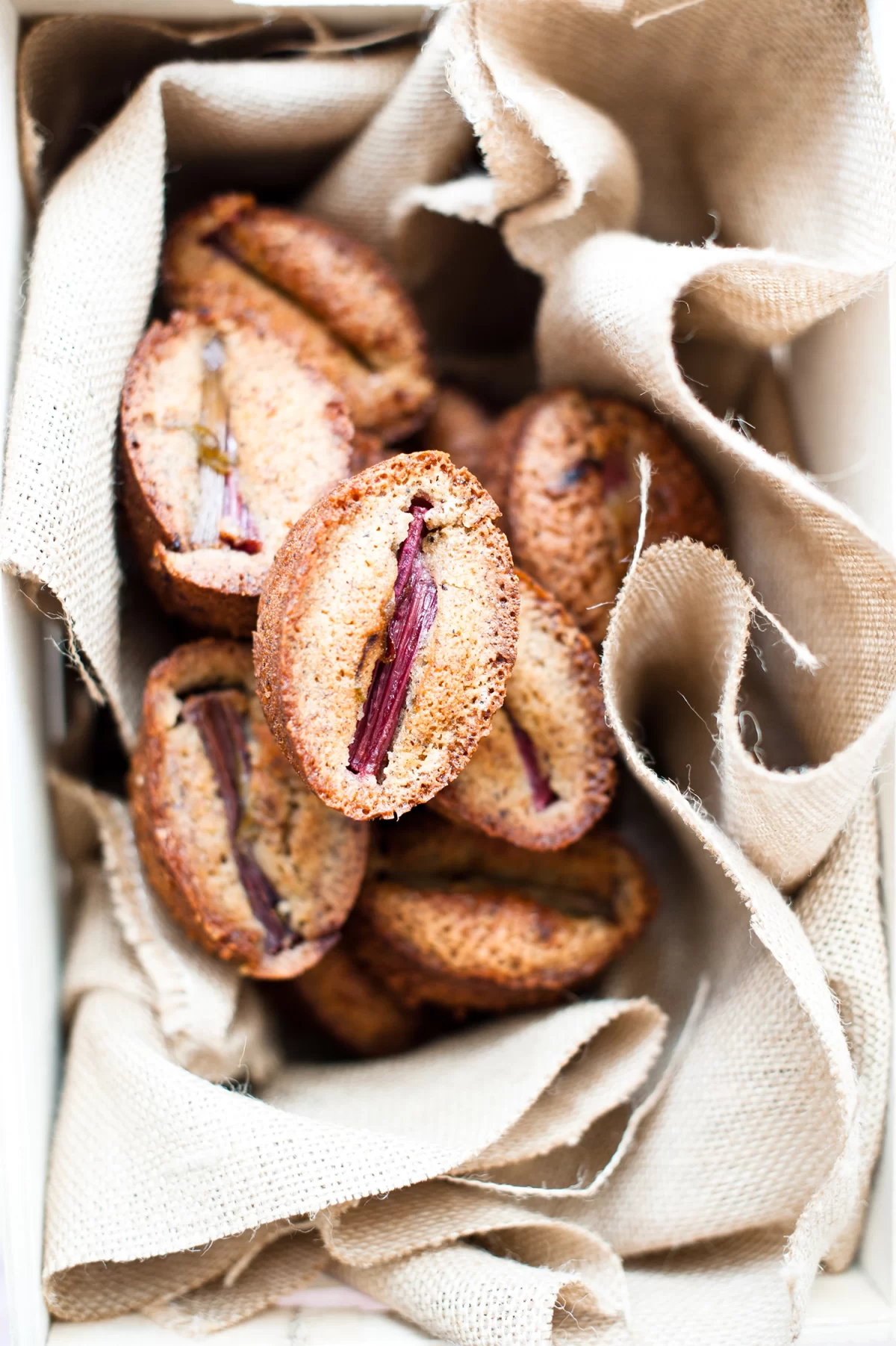 Delicious Gluten free Rhubarb and wattle seed Friand.