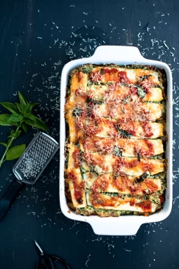 ricotta, kale, pumpkin zucchini lasagne. gluten free recipe.